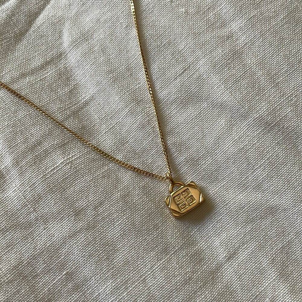 Givenchy Vintage Handbag Pendant Necklace Gold-Tone
